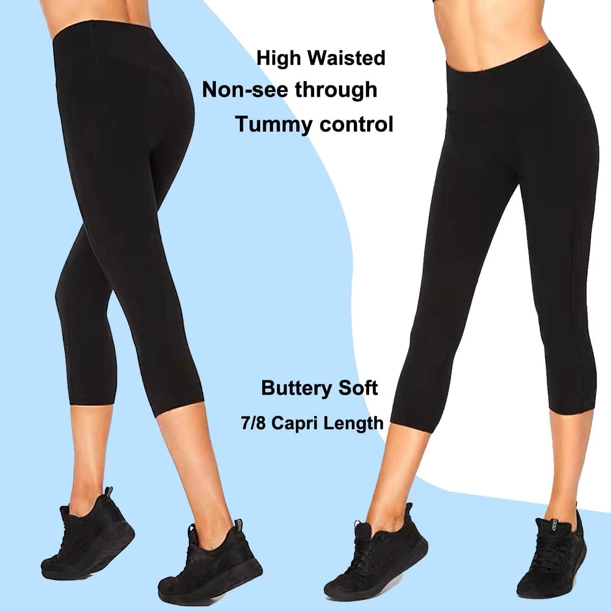 image3 Pack High Waisted Leggings for Women Full Length Capri Black Buttery Soft Tummy Control Yoga Pants for Workout Athletic1ba1 Pack Black Capri