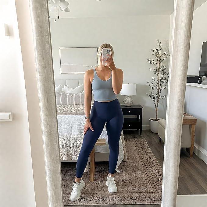 image3 Pack High Waisted Leggings for Women Full Length Capri Black Buttery Soft Tummy Control Yoga Pants for Workout Athletic23 Pack Black dark Gray blue