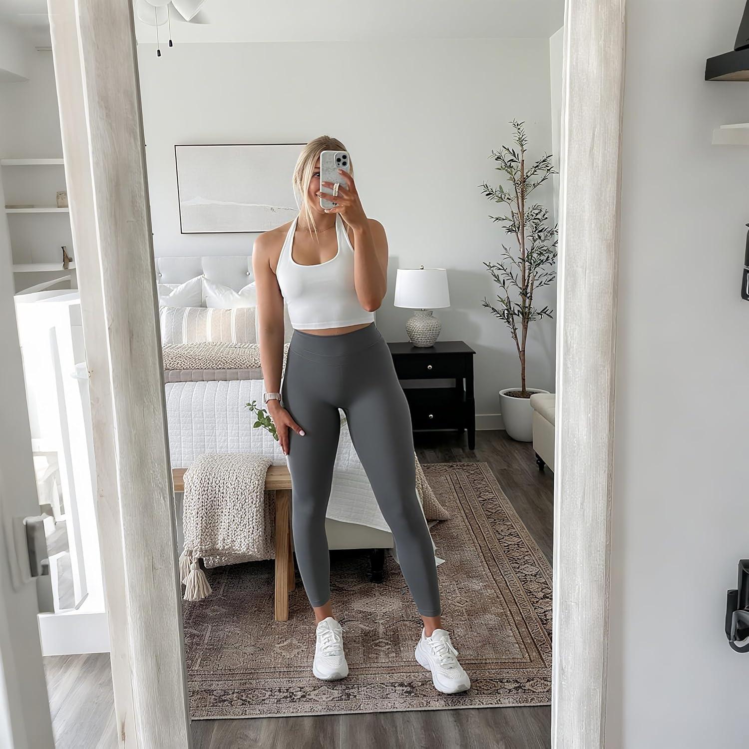 image3 Pack High Waisted Leggings for Women Full Length Capri Black Buttery Soft Tummy Control Yoga Pants for Workout Athletic23 Pack Black dark Gray brown