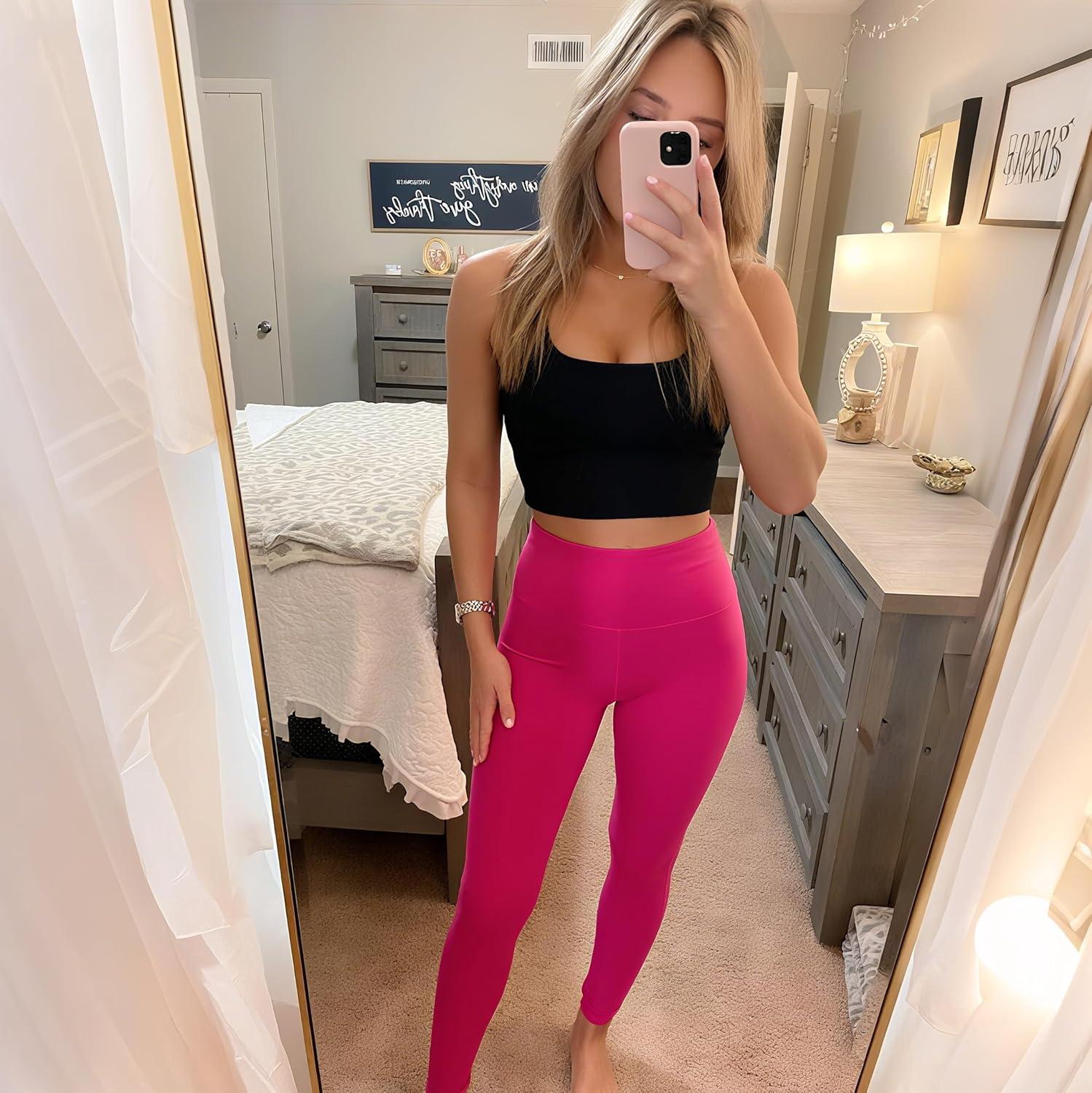 image3 Pack High Waisted Leggings for Women Full Length Capri Black Buttery Soft Tummy Control Yoga Pants for Workout Athletic3 Pack Black rose pink