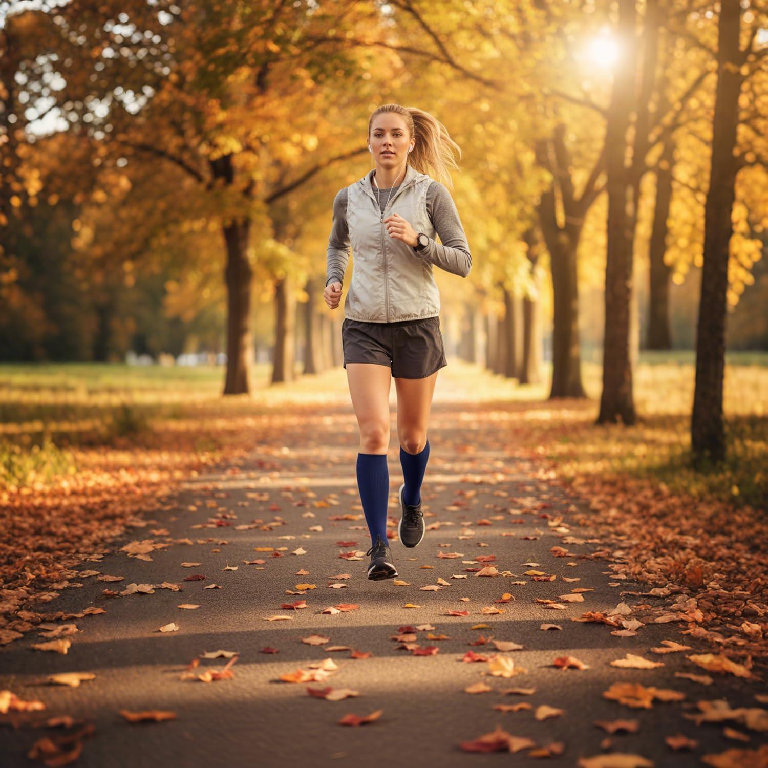 imageGraduated Compression Socks for WomenampampMen 2030mmhg Knee High Socks Travel Hiking Running Stocking045 Pairs Multi Solid 01