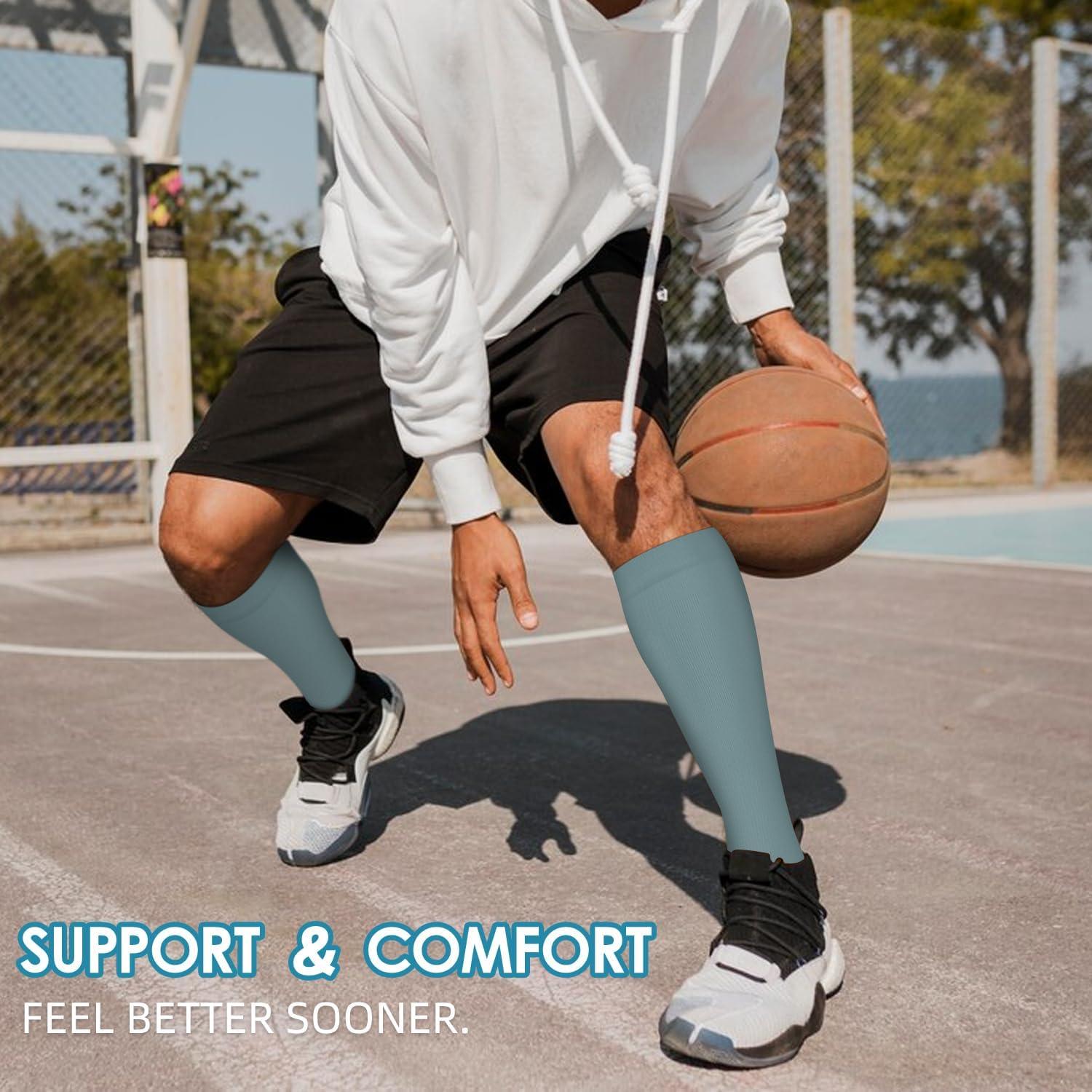 imageGraduated Compression Socks for WomenampampMen 2030mmhg Knee High Socks Travel Hiking Running Stocking045 Pairs Multi Solid 02