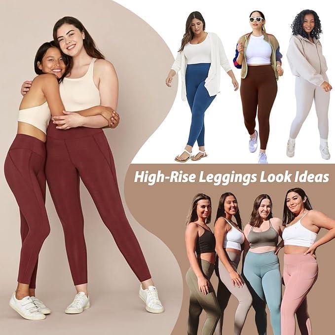 imageHi Clasmix 2 Pack Plus Size Leggings for WomenHigh Waisted Tummy Control 1X4X Soft Casual Yoga Pants for Curvy Women01ba2 Pack Black Apricot