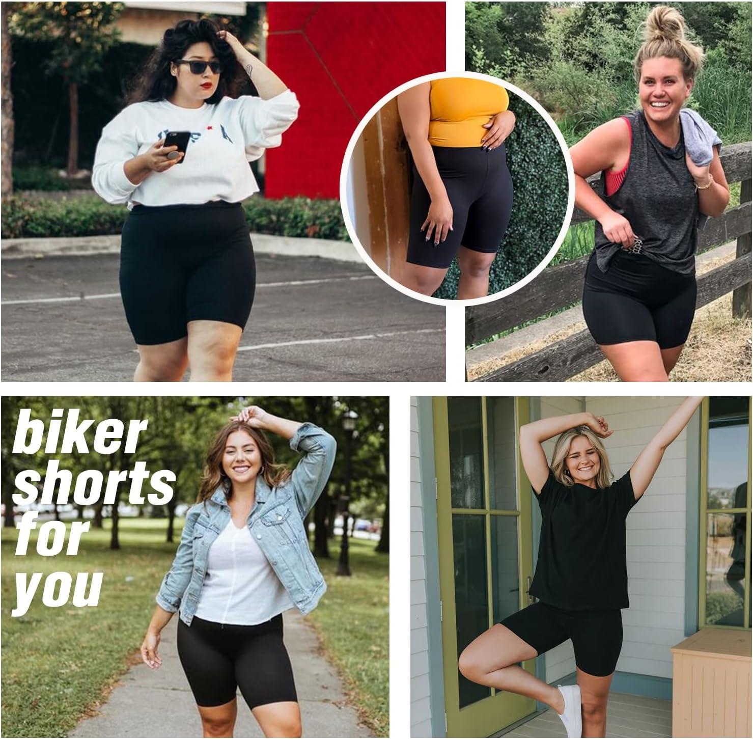 imageHi Clasmix 3 Pack Plus Size Biker Shorts for Women1X4XHigh Waisted NonSee Through Workout Super Soft Black Yoga Shorts13 Pack Black