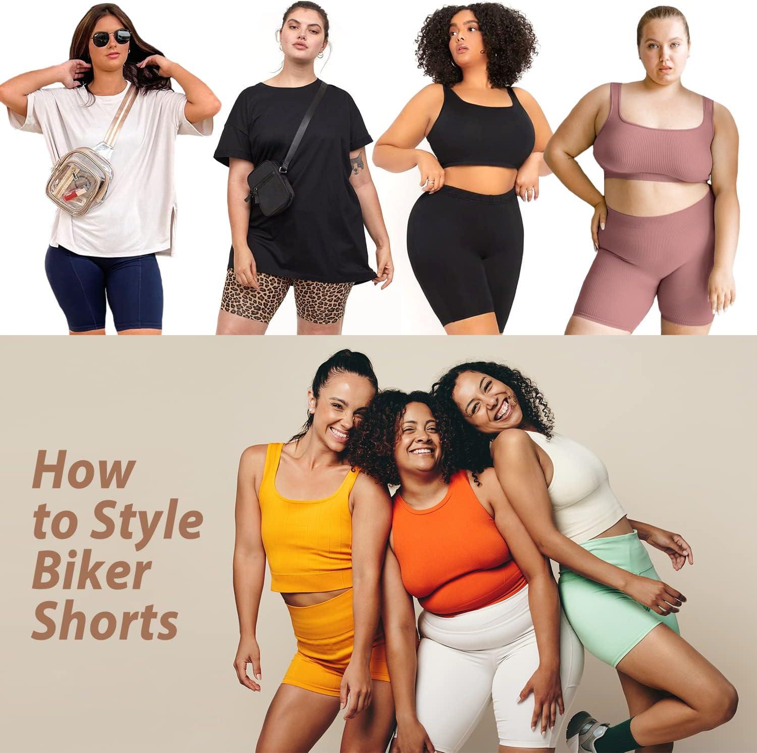 imageHi Clasmix 3 Pack Plus Size Biker Shorts for Women1X4XHigh Waisted NonSee Through Workout Super Soft Black Yoga Shorts13 Pack Black