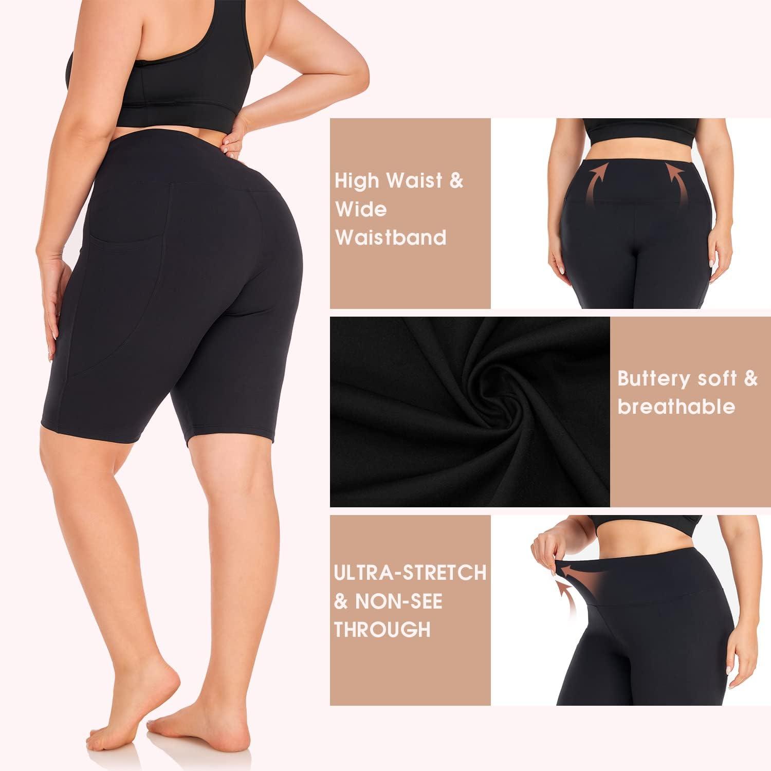 imageHi Clasmix 3 Pack Plus Size Biker Shorts for Women1X4XHigh Waisted NonSee Through Workout Super Soft Black Yoga Shorts43 Pack Blackgreyblack Tiedye