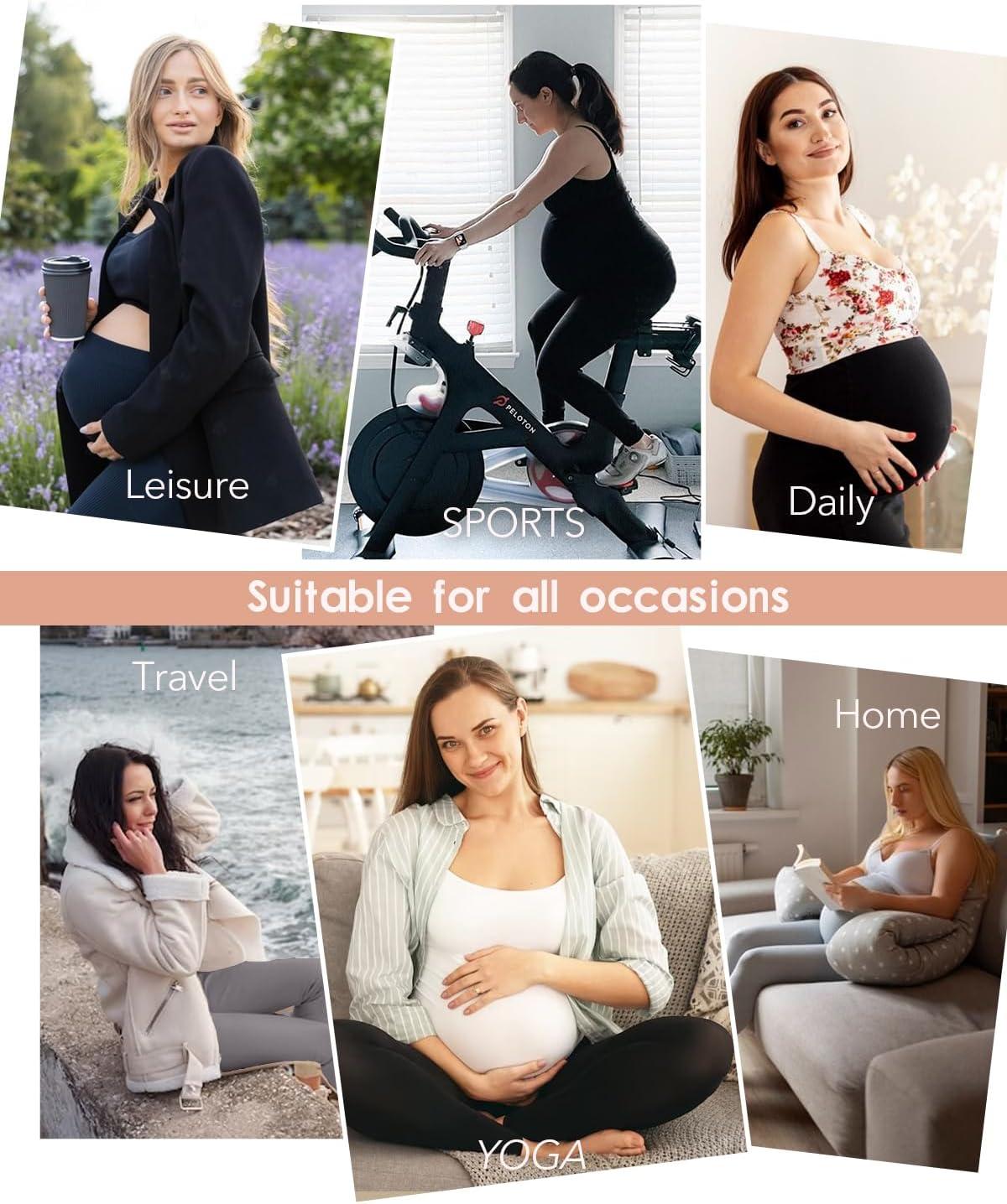 imageHi Clasmix Buttery Soft Maternity Leggings Over The Belly with PocketsNonSeeThrough Workout Pregnancy Yoga Pants41 Pack Lake Blue