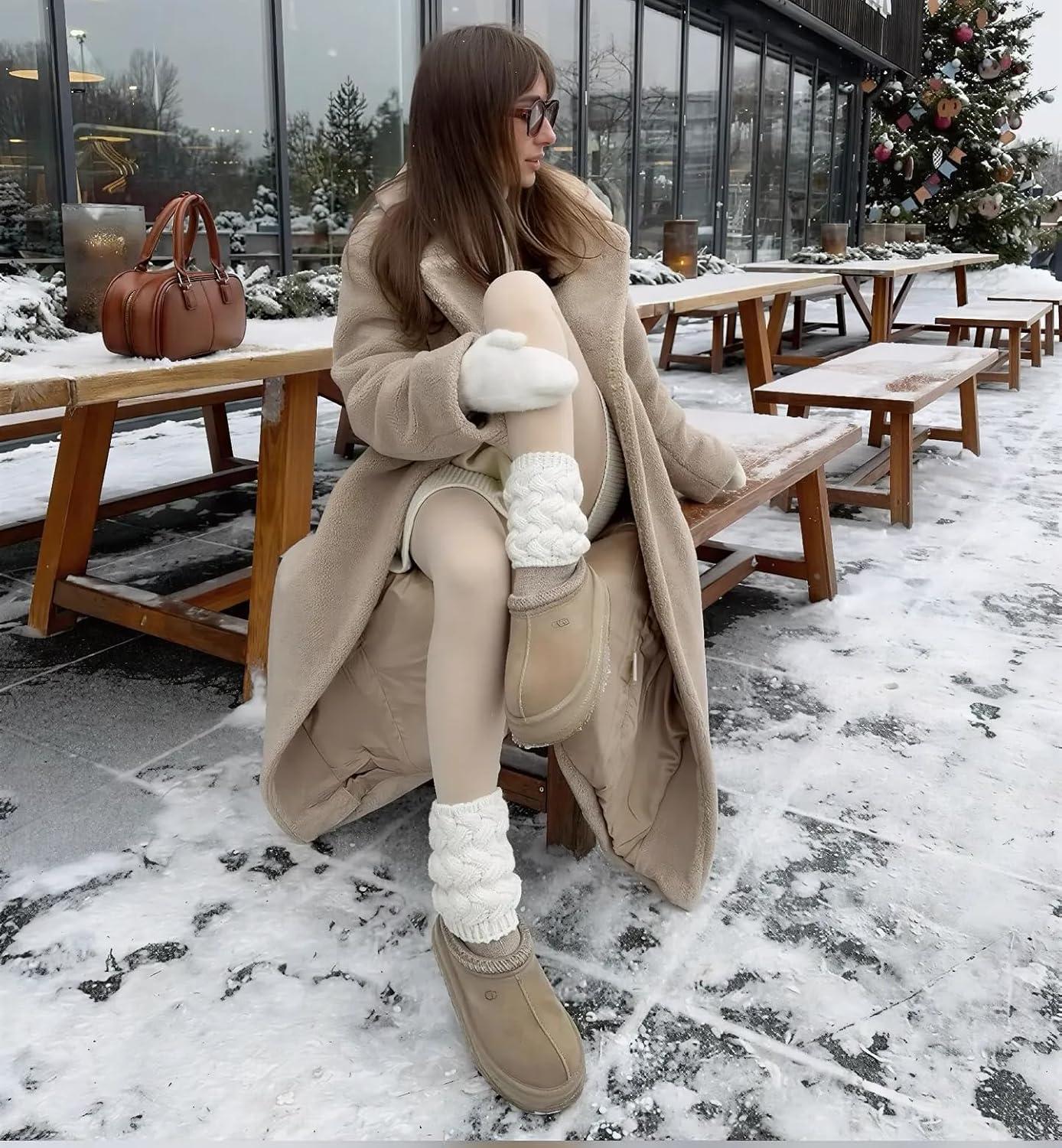 imageHi Clasmix Fleece Lined Leggings Women Seamless Thermal Winter High Waisted Tummy Control Thick Warm Yoga Pants02nude