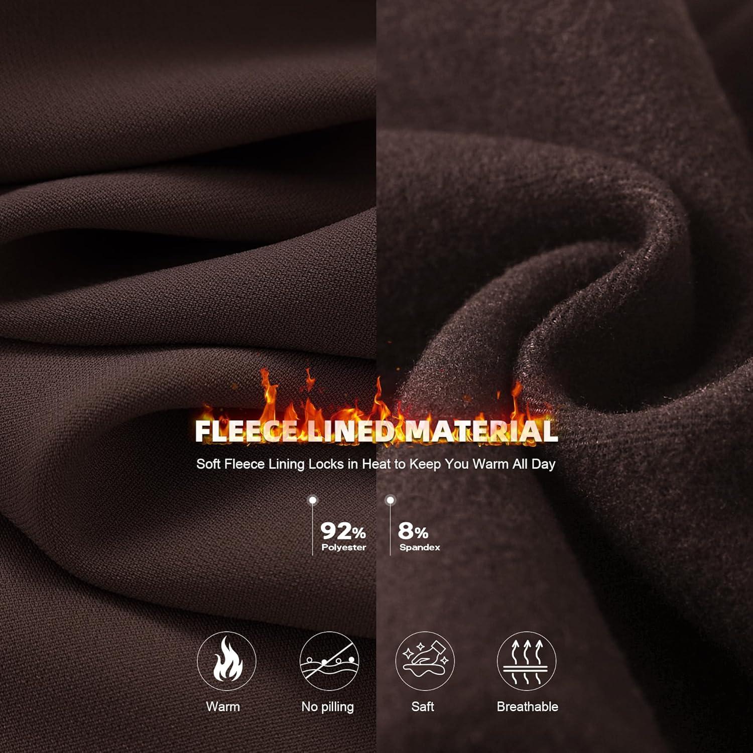 imageHi Clasmix Fleece Lined Leggings Women Seamless Thermal Winter High Waisted Tummy Control Thick Warm Yoga PantsBrown