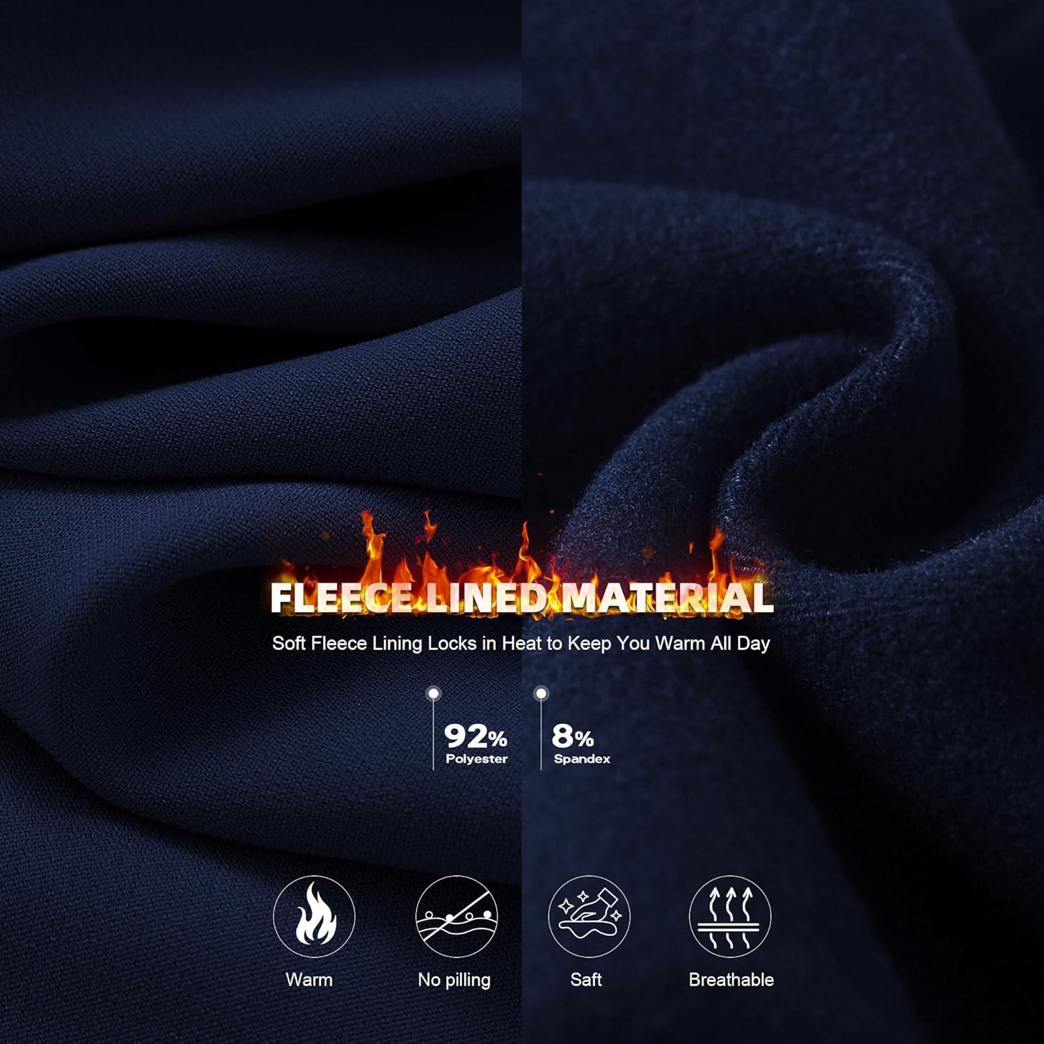 imageHi Clasmix Fleece Lined Leggings Women Seamless Thermal Winter High Waisted Tummy Control Thick Warm Yoga PantsNavy Blue