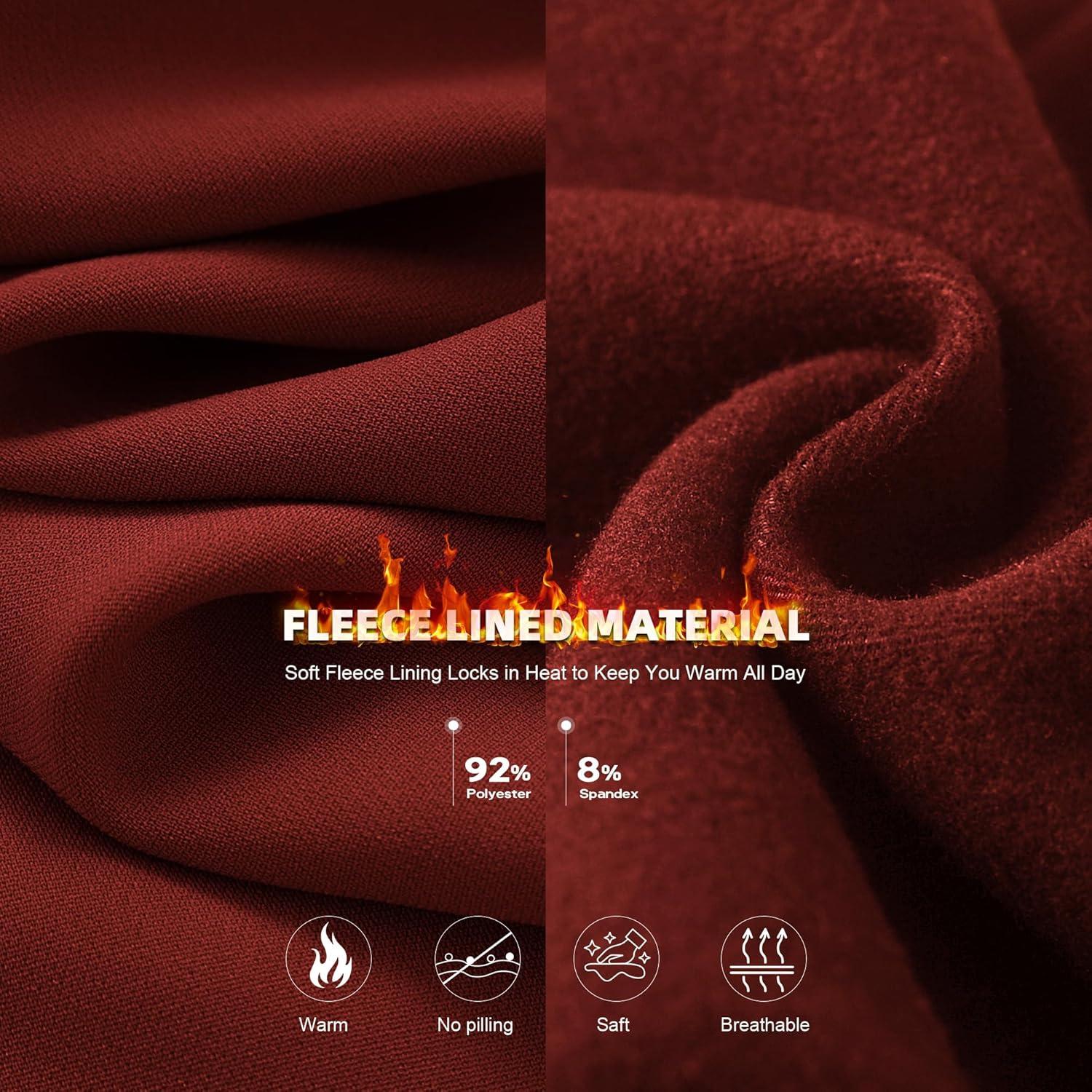 imageHi Clasmix Fleece Lined Leggings Women Seamless Thermal Winter High Waisted Tummy Control Thick Warm Yoga PantsWine Red