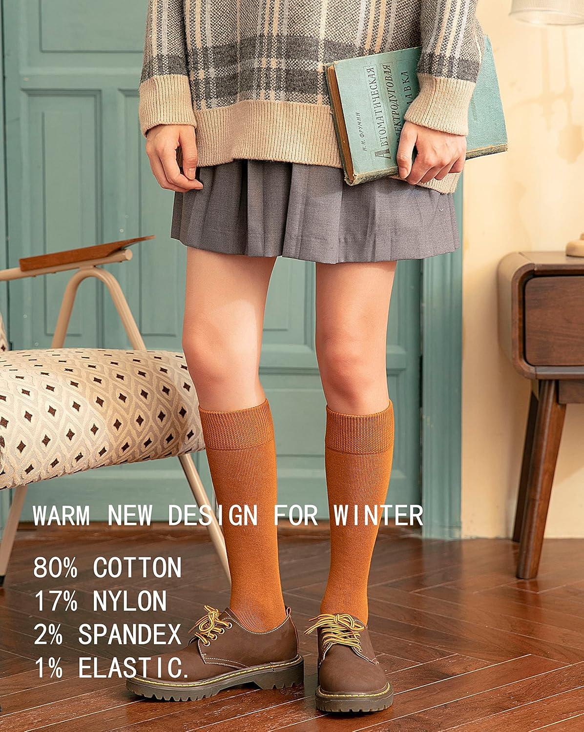 imageWarm Knee High Socks for WomenThermal Cotton Socks for HikingWorkWinterGiftsColor 10