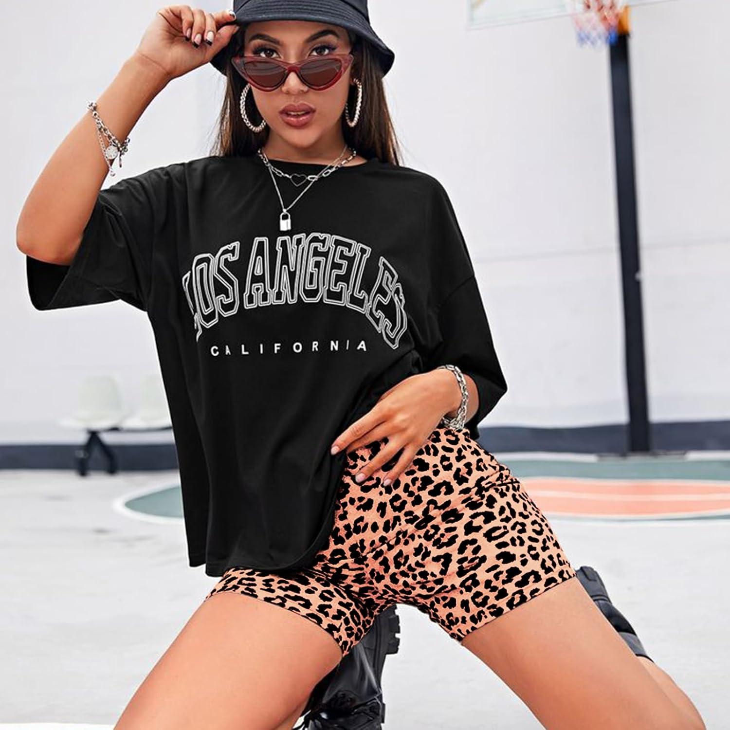 imageWomens 3quot5quot High Waisted Biker Shorts Spandex Yoga Workout Cycling Volleyball Dance Athletic Booty Shorts11leopard