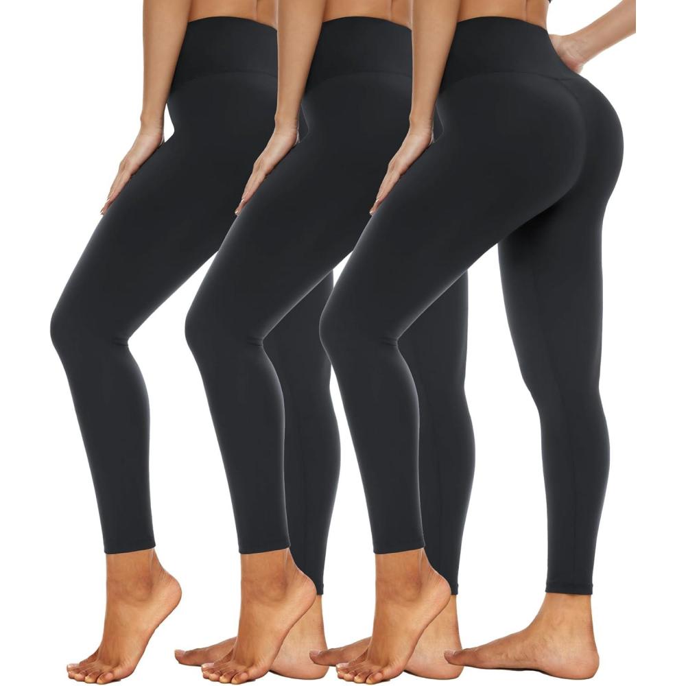 image3 Pack High Waisted Leggings for Women Full Length Capri Black Buttery Soft Tummy Control Yoga Pants for Workout Athletic13 Pack Black