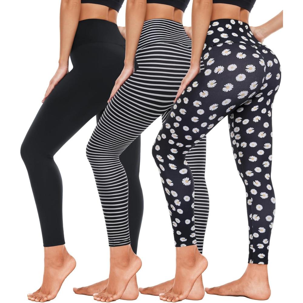 image3 Pack High Waisted Leggings for Women Full Length Capri Black Buttery Soft Tummy Control Yoga Pants for Workout Athletic23 Pack Multi03