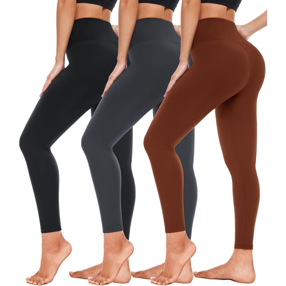 image3 Pack High Waisted Leggings for Women Full Length Capri Black Buttery Soft Tummy Control Yoga Pants for Workout Athletic23 Pack Multi04