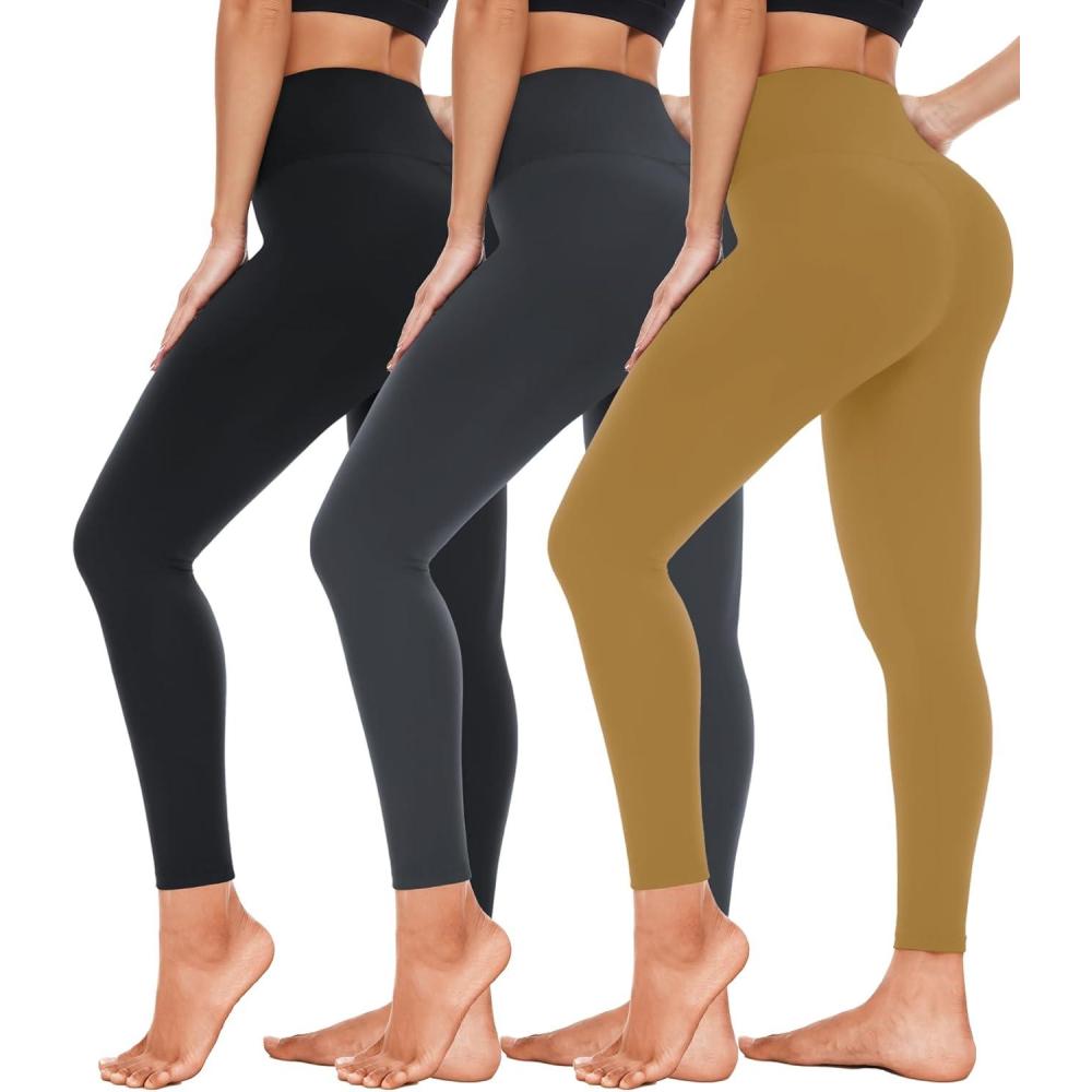 image3 Pack High Waisted Leggings for Women Full Length Capri Black Buttery Soft Tummy Control Yoga Pants for Workout Athletic23 Pack Multi05