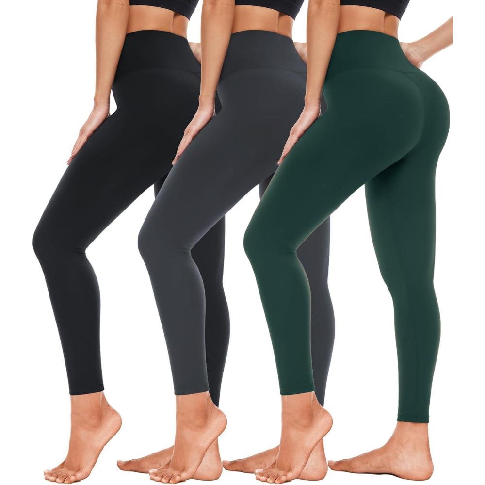 image3 Pack High Waisted Leggings for Women Full Length Capri Black Buttery Soft Tummy Control Yoga Pants for Workout Athletic23 Pack Multi06
