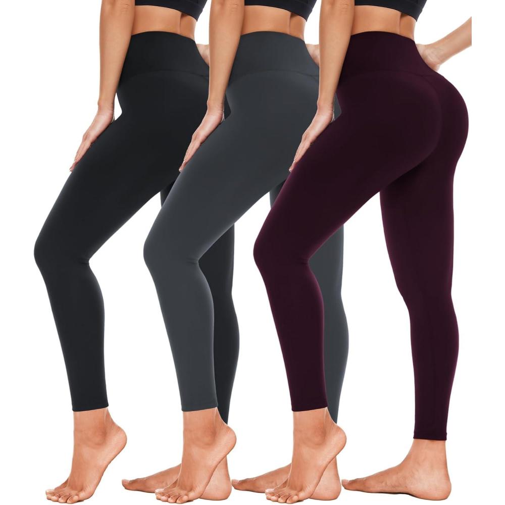 image3 Pack High Waisted Leggings for Women Full Length Capri Black Buttery Soft Tummy Control Yoga Pants for Workout Athletic23 Pack Multi08