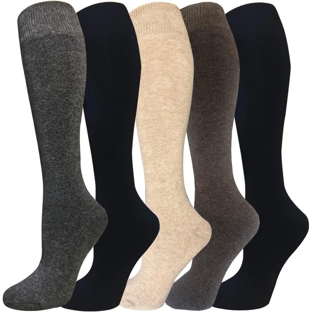 imageWarm Knee High Socks for WomenThermal Cotton Socks for HikingWorkWinterGiftsMixed Color 35 Pack Women