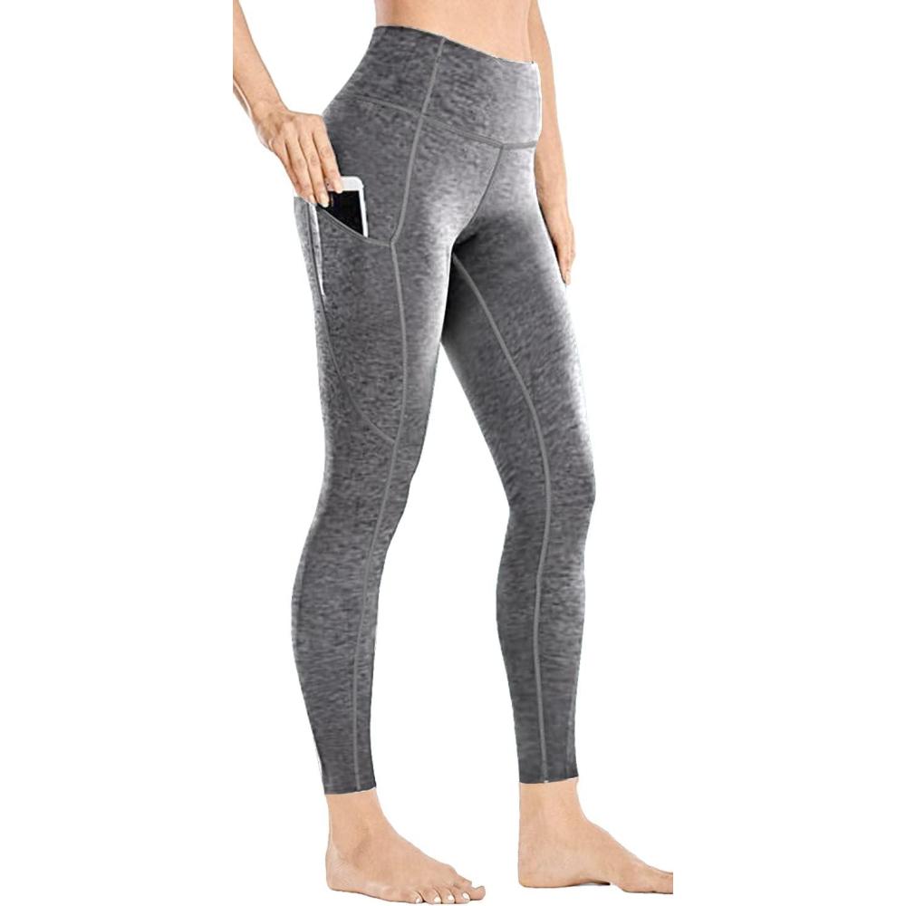 imageYoga Pants with Pockets for Women  Leggings with Pockets High Waisted Tummy Control Non SeeThrough Workout PantsHeather