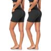 image2 Piece Workout Shorts for Women5quot High Waist Pockets Buttery Soft Tummy Control Athletic Biker Gym Yoga Short Pants2 Pack BlackLargeXLarge