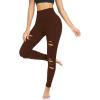 image3 Packs Leggings with Pockets for Women High Waisted Tummy Control Workout Yoga Pants Brown