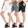 imageHigh Waist Workout Biker Shorts for WomenDual Pockets Tummy Control Yoga Gym Running PantsNon SeeThrough Soft Leggings 2 BlackGreyWhite3 PackLarge