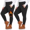imagePlus Size Leggings Fleece Lined with Pockets for Womem 1X4X High Waist Tummy Control Soft Thermal Warm Workout Yoga Pants
