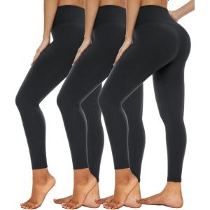 3 Pack High Waisted Leggings for Women- Full Length Capri Black Buttery Soft Tummy Control Yoga Pants for Workout Athletic(1-3 Pack Black)