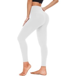 3 Pack High Waisted Leggings for Women- Full Length Capri Black Buttery Soft Tummy Control Yoga Pants for Workout Athletic(1ad-1 Pack White)