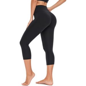 3 Pack High Waisted Leggings for Women- Full Length Capri Black Buttery Soft Tummy Control Yoga Pants for Workout Athletic(1ba-1 Pack Black Capri)