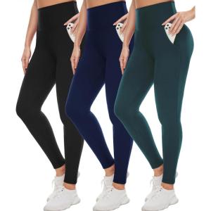 3 Pack High Waisted Leggings for Women- Full Length Capri Black Buttery Soft Tummy Control Yoga Pants for Workout Athletic(1bd-3 Pack Leggings With Pockets 02color)