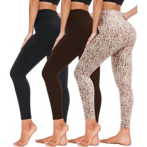 3 Pack High Waisted Leggings for Women- Full Length Capri Black Buttery Soft Tummy Control Yoga Pants for Workout Athletic(2-3 Pack Multi02)