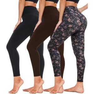 3 Pack High Waisted Leggings for Women- Full Length Capri Black Buttery Soft Tummy Control Yoga Pants for Workout Athletic(2-3 Pack Multi07)
