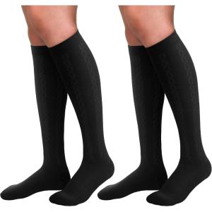 30-40mmHg Medical Graduated Compression Socks for Women&Men Circulation-Compression Stockings-Knee High Socks for Support,Hiking,Running(1-2 Pack Black)