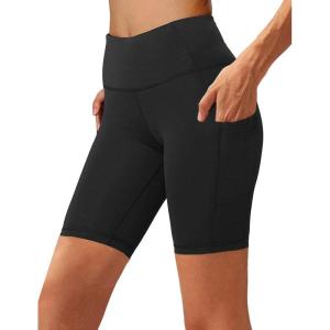 Aoliks Biker Shorts Women with Pockets – 8″ High Waisted Tummy Control Running Workout Spandex Gym Volleyball Yoga Shorts(1 Black)