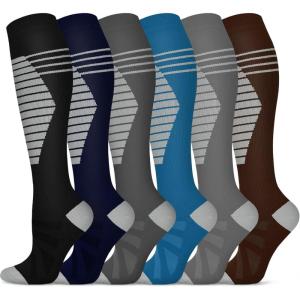 Graduated Compression Socks for Women&Men 20-30mmhg Knee High Socks Travel Hiking Running Stocking(Multi05)