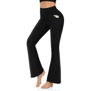 Hi Clasmix Flare Leggings for Women – High Waist Crossover Yoga Pants Tummy Control Bootcut Bell Bottom Jazz Lounge Leggings(High Waisted-black)