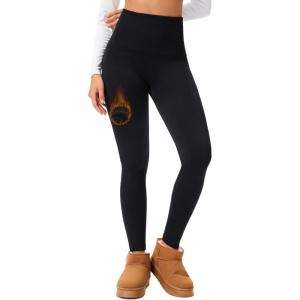 Hi Clasmix Fleece Lined Leggings Women – Seamless Thermal Winter High Waisted Tummy Control Thick Warm Yoga Pants(01-black)