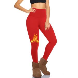 Hi Clasmix Fleece Lined Leggings for Women – High Waisted Winter Yoga Pants, Warm Thermal Running Workout Tights(4-red)