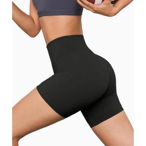 High Waisted Workout Biker Shorts for Women-5″ Tummy Control Athletic Running Gym Yoga Spandex Shorts(01-black)