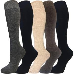 Warm Knee High Socks for Women-Thermal Cotton Socks for Hiking,Work,Winter,Gifts(Mixed Color 3(5 Pack Women))