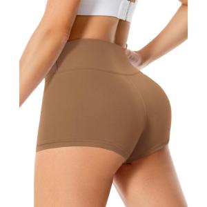 Women’s 3″/5″ High Waisted Biker Shorts – Spandex Yoga, Workout, Cycling, Volleyball, Dance | Athletic Booty Shorts(12-mocha)
