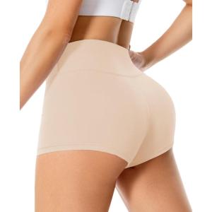 Women’s 3″/5″ High Waisted Biker Shorts – Spandex Yoga, Workout, Cycling, Volleyball, Dance | Athletic Booty Shorts(6-nude Beige)