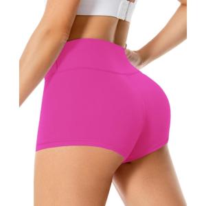 Women’s 3″/5″ High Waisted Biker Shorts – Spandex Yoga, Workout, Cycling, Volleyball, Dance | Athletic Booty Shorts(7-pink)