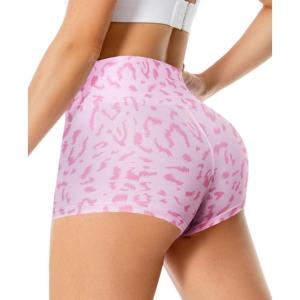 Women’s 3″/5″ High Waisted Biker Shorts – Spandex Yoga, Workout, Cycling, Volleyball, Dance | Athletic Booty Shorts(Pink Leopard)