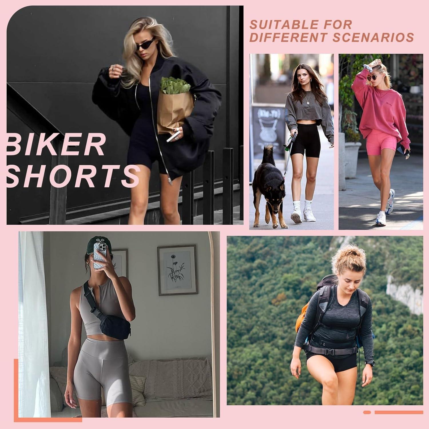 imageHi Clasmix 2 Pack Bker Shorts for Women5quot Tummy Control Fitness Athletic Workout Running Yoga Gym ShortsBlackBlack