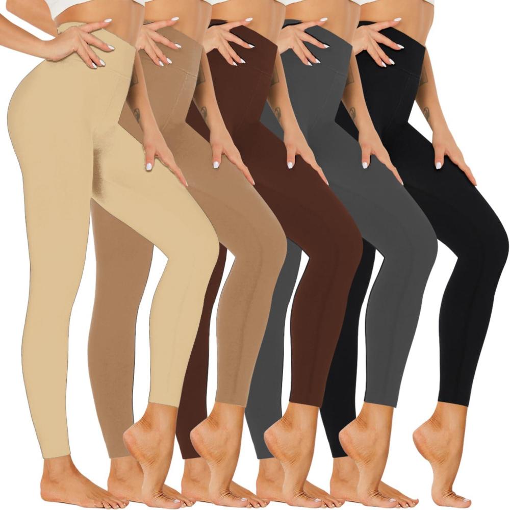 imageHi Clasmix 5 Pack Leggings for WomenHigh Waisted Tummy Control Soft Casual Workout Black Yoga Pants with Pockets15 Pack Multicolor01