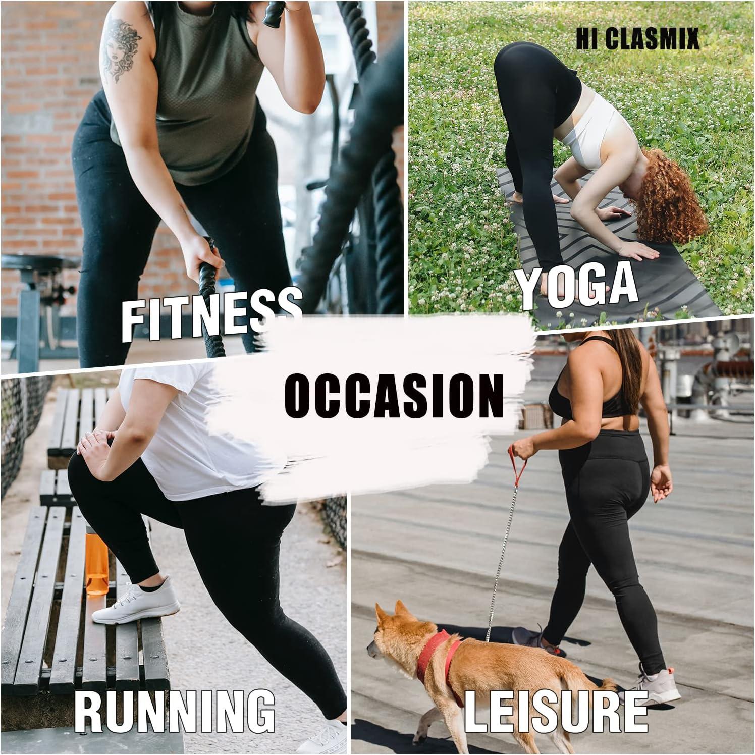 imageHi Clasmix Plus Size Leggings for Women 1X4XHigh Waisted Tummy Control Non See Through Super Soft Black Leggings Yoga Pants2 Pack BlackRust OrangeXXLarge